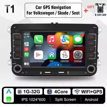 Новый 2 Din автомобильный радиоприемник Android мультимедийный плеер Carplay Auto для VW Volkswagen Golf Polo Tiguan Passat b7 b6 SEAT leon Skoda Octavia 1 + 32 ГБ