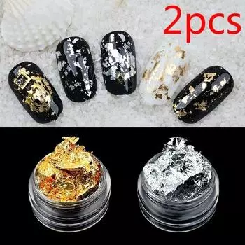 Новый 2 шт. алюминиевая фольга для дизайна ногтей наклейка бумага 3d блестящий УФ гель лак дизайн ногтей декор