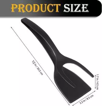 Новый 2 в 1 Grip Flip Spatula Tongs, лопатка для переворачивания яиц, нейлоновое антипригарное покрытие, инструмент для приготовления блинов, рыбы, французских тостов, омлета чёрный