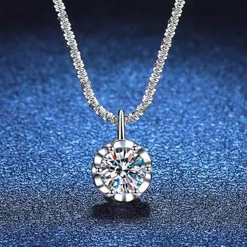 Новый 2CT стеклянный сверкающий кулон из муассанита круглой огранки для женщин, пройденный тест, выращенный в лаборатории бриллиант, элегантное серебро 925 пробы