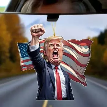 Новый 2D мультяшный Трамп ожерелье кулон акриловый плоский салон автомобиля зеркало заднего вида украшение для дома кулон