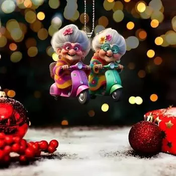 Новый 2D плоский акриловый плоский мультяшный кулон бабушка, украшение для ключей, подвеска для автомобиля 8Ccm