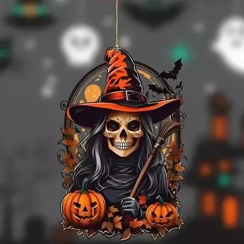 Новый 2D плоский акриловый тыквенный человек подвеска для украшения рождественской елки, подвеска для зеркала заднего вида автомобиля, украшения для вечеринки на Хэллоуин