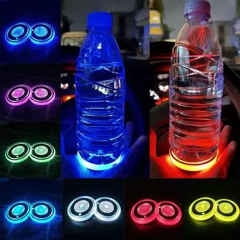 Новый 2X Новый Подстаканник Автоаксессуары Светодиодная Крышка Лампа для Украшения Интерьера 7 Цветов