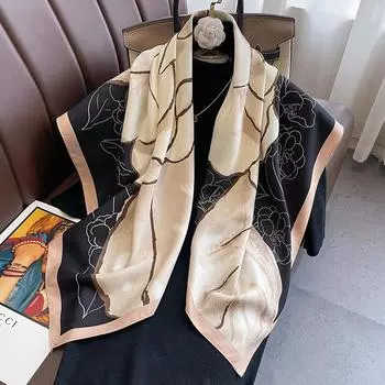 Новый 30 цветов саржевого шелкового шарфа для женщин 90 см квадратный хиджаб шали и накидки женский платок головной платок элегантная цветочная женская бандана One Size