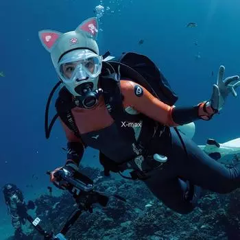 Новый 3-миллиметровый неопреновый водонепроницаемый капюшон для дайвинга с кошачьими ушками, шапочка для плавания и снорклинга, солнцезащитный утолщенный капюшон для гидрокостюма чёрный