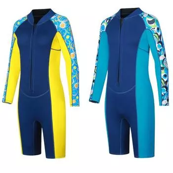Новый 3 мм водолазный костюм, цельный купальник, женский серфинговый костюм с длинными рукавами, солнцезащитный костюм с изображением медузы, супертонкая и теплая влажная одежда M жёлтый