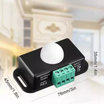 Новый 3 шт. DC 12В-24В 8 м Автоматический инфракрасный PIR датчик движения Детектор Выключатель для светодиодного света