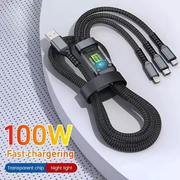 Новый 3-в-1 100 Вт PD 5A быстрая зарядка USB к Type-C Micro кабель для быстрой зарядки