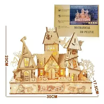 Новый 3D Хэллоуин Дом с привидениями Деревянный Пазл Призрачное Дерево Светильник DIY Модель Набор для творчества Украшение стола Игрушка Подарок детям