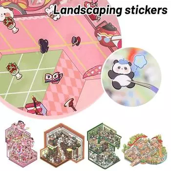 Новый 3D мультфильм DIY миниатюрная сцена визуальная укладка подарок студент ребенок ребенок рельеф ландшафтный дизайн S L0O2 5pc-One size