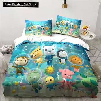 Новый 3D мультфильм Октонавты 2/3 шт комплект постельного белья спальня односпальная двуспальная кровать размера «king size» пододеяльник и наволочка подарок на день рождения ребенка EU single(135x200cm)