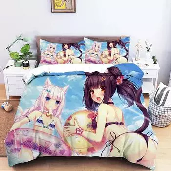 Новый 3D-принт аниме Nekopara сексуальная девушка комплект постельного белья мальчики девочки близнецы размер Queen пододеяльник наволочка кровать дети взрослые домашний текстиль EU Twin 135x200cm