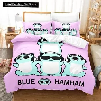 Новый 3D-принт простыня аниме синий комплект постельного белья Hamham односпальный двуспальный двуспальный комплект постельного белья для взрослых и детей спальня пододеяльник наборы US Queen(228x228cm)