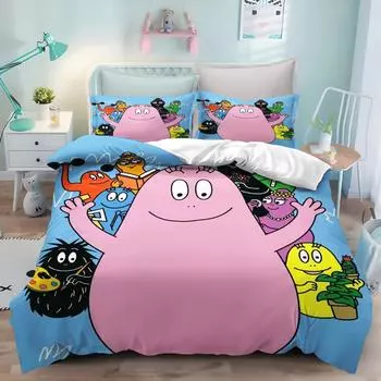 Новый 3D-принт с рисунком L-Les & B-Barbapapa Комплект постельного белья Double Twin King Пододеяльник Одеяло Наволочка Для Мальчиков Девочек Взрослых Спальня EU Twin 135x200cm