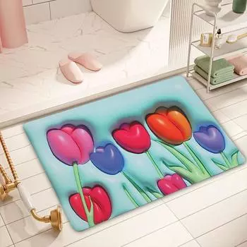 Новый 3D Трехмерный Расширенный Диатомовый Грязь Быстросохнущий Мягкий Коврик Дверь Ванной Впитывающее Нескользящее Одеяло Многоцелевое 40 * 60cm