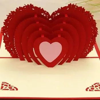 Новый 3D трехмерный ручной работы всплывающий рождественский свадебный день рождения приглашение поздравительная открытка подарок (цвет: красный)