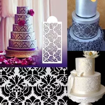 Новый 3 шт., инструмент для выпечки, форма для бокового декора, дамасская кружевная цветочная кайма, трафарет для помадки для торта
