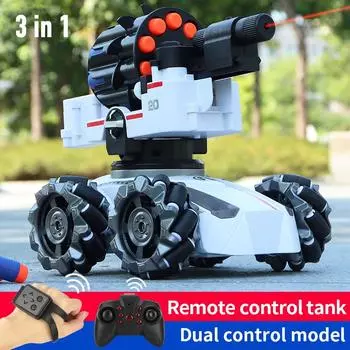 Новый 3в1 2,4G 4WD RC Tank Water Bomb Часы с датчиком жестов Off-road Drift Дистанционное Управление Танк с музыкальным светом RC Автомобиль Детские игрушки