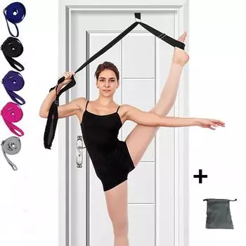 Новый 3x0,038 м дверной гибкий растягивающийся ремень для растягивания ног для тренажерного зала, балета, развеселящего танца, гимнастический тренажер, эластичный пояс для йоги, пилатеса чёрный