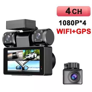 Новый 4-канальный 360° видеорегистратор FHD 4*1080P WiFi GPS Автомобильный видеорегистратор с функцией ночного видения 0GB