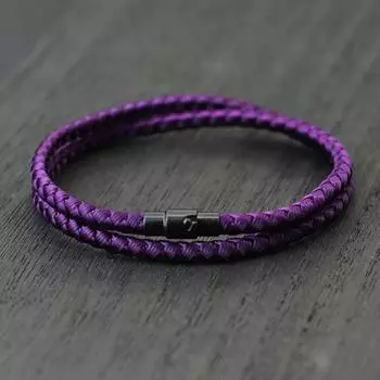Новый 4 мм мужской плетеный браслет из искусственной кожи с двухслойной веревкой для рук, студенческая сотня магнитных пряжек, наручная повязка, ювелирные изделия фиолетовый