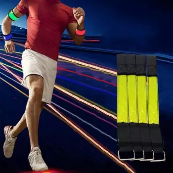 Новый 4 шт. Желтый Светодиодный Мигающий Наручный Браслет Светоотражающий Мигающий Свет Спортивная Повязка на Руку