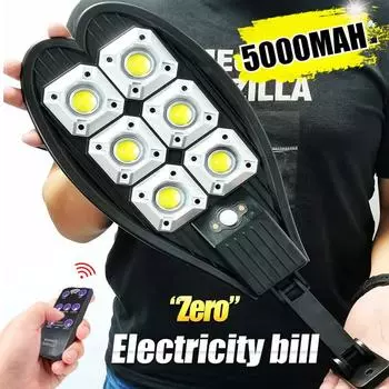 Новый 5000MAH обновленный 108COB светодиодный солнечный светильник уличный прожектор мощный солнечный уличный фонарь PIR датчик движения садовый светильник 1000MAH