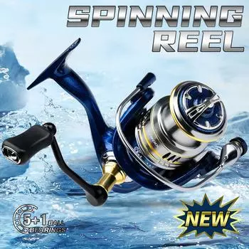 Новый 5.2:Вращающаяся рыболовная катушка с 1 передаточным числом, максимальное сопротивление 6 кг, 5 + 1BB, сверхлегкая рыболовная катушка с алюминиевой шпулей для Barracuda Pesca 2000 Series