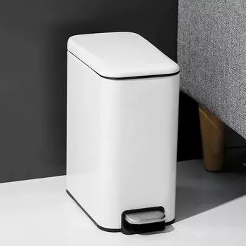 Новый 5-литровый мусорный бак из нержавеющей стали с бесшумной крышкой для кухни, домашнего офиса, ножная педаль, автоматический мусорный бак 5L