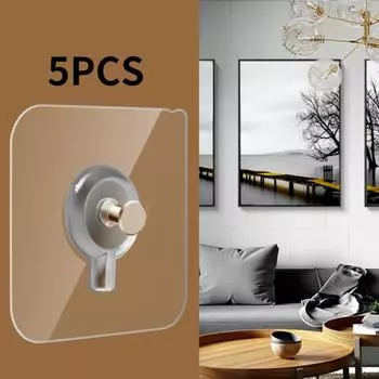 Новый 5 шт., прочный клейкий крючок для ногтей из ПВХ, настенный плакат, декоративные картины, бесшовные водонепроницаемые прочные прозрачные крючки для кухни и ванной комнаты, вешалка 5Pcs