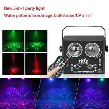 Новый 5 в 1 светильник для вечеринок с водной волной/лазером/волшебным шаром/стробоскопом/УФ светодиодный сценический светильник DMX512 лампа для проектора для сценического шоу EU plug