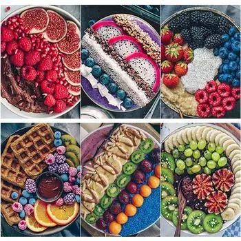 Новый 5D DIY Алмазная картина Еда Фрукты Алмазная вышивка Пейзаж Вышивка крестом Полный круглый дрель Домашний декор Ручной подарок Full Round 15x20CM