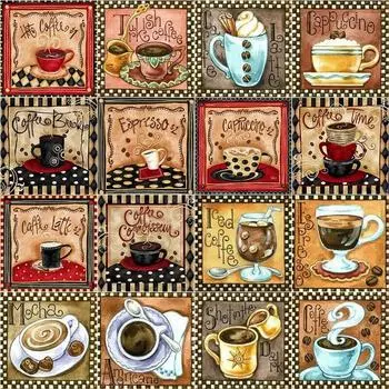 Новый 5D DIY Алмазная картина Кофейная чашка Алмазная вышивка Пейзаж Вышивка крестиком Полный круглый дрель Ручной домашний декор Подарок Full Round 20x20CM