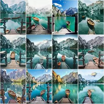 Новый 5D DIY Алмазная картина Маяк Озеро Алмазная вышивка Пейзаж Стразы Полный круглый дрель Ремесло Домашний Декор Подарок Full Round 15x20CM