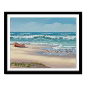 Новый 5D DIY Алмазная картина Пляж Море Лодка Живописный Полный Круглый Алмазный Крест Стежок Картина Декор 20X30CM