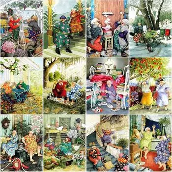 Новый 5D DIY Алмазная картина Пожилая пара Алмазная вышивка Пейзаж Вышивка крестиком Полный круглый дрель Ремесло Домашний декор Подарок Full Round 15x20CM