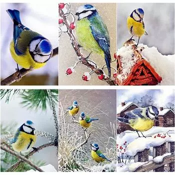 Новый 5D DIY Алмазная картина Птица Цветок Алмазная вышивка Пейзаж Вышивка крестиком Полный круглый дрель Домашний декор Ручной подарок Full Round 20x30CM