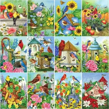 Новый 5D DIY Алмазная картина Птица Цветок Алмазная вышивка Животные Пейзажи Вышивка крестом Полный круглый дрель Домашний Декор Подарок Full Round 15x20CM