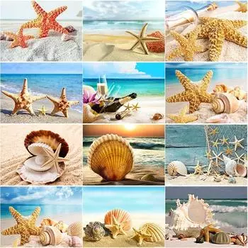 Новый 5D DIY Алмазная картина с видом на море Морская звезда Алмазная вышивка животных вышивка крестиком полная круглая дрель домашний декор художественный подарок Full Round 15x20CM