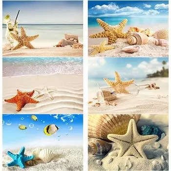 Новый 5D DIY Алмазная картина с видом на море Алмазная вышивка Морская звезда вышивка крестом полная круглая дрель ремесла домашний декор художественный подарок Full Round 15x20CM