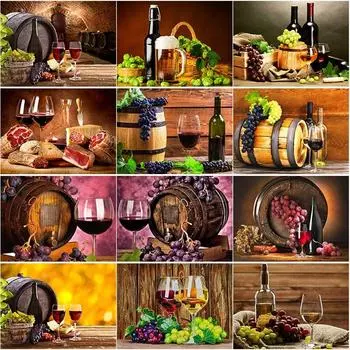 Новый 5D DIY Алмазная вышивка красное вино вышивка крестиком винный погреб алмазная живопись полная круглая дрель мозаика домашний декор подарок Full Round 15x20CM