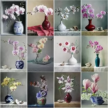 Новый 5D DIY алмазная живопись цветок Алмазная вышивка ваза пейзаж вышивка крестом полная круглая дрель ремесла домашний декор подарок Full Round 15x20CM