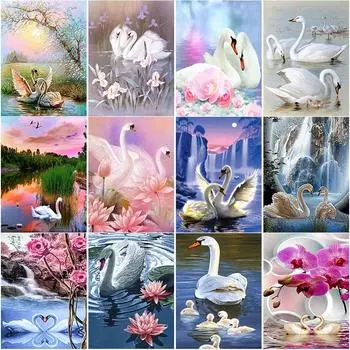 Новый 5D DIY алмазная живопись цветок лебедь Алмазная вышивка пейзаж вышивка крестом полная квадратная круглая дрель ремесла домашний декор подарок Full Round 15x20CM