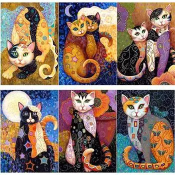 Новый 5D DIY алмазная живопись кошка Алмазная вышивка животное вышивка крестиком полная квадратная круглая дрель домашний пейзаж Декор ремесла подарок Full Round 15x20CM
