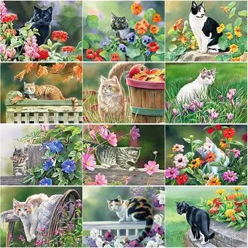 Новый 5D DIY алмазная живопись кошка цветок Алмазная вышивка животное вышивка крестиком полная квадратная круглая дрель домашний декор ручной художественный подарок Full Round 15x20CM