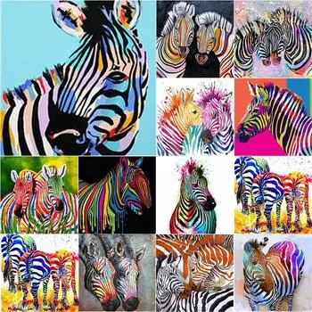 Новый 5D DIY алмазная живопись красочная Зебра Алмазная вышивка животное вышивка крестиком полная круглая квадратная дрель ручной домашний декор подарок Full Round 20x20CM