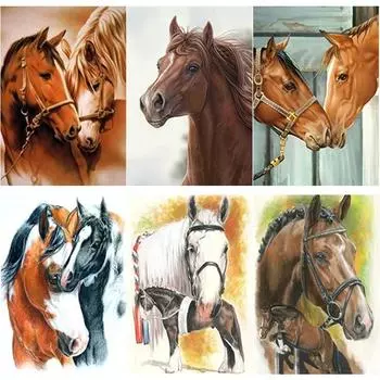 Новый 5D DIY алмазная живопись лошадь Алмазная вышивка животное вышивка крестиком полная круглая дрель ремесла домашний декор ручной подарок Full Round 15x20CM
