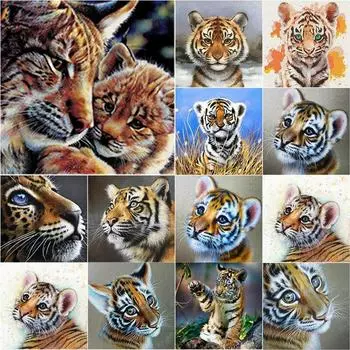 Новый 5D DIY алмазная живопись Маленький тигр Алмазная вышивка животное вышивка крестиком полная круглая дрель домашний декор ручной подарок Full Round 20x20CM