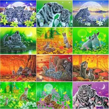 Новый 5D DIY алмазная живопись милый тигр Алмазная вышивка животных вышивка крестиком ремесла полный круглый дрель домашний декор художественный подарок Full Round 15x20CM